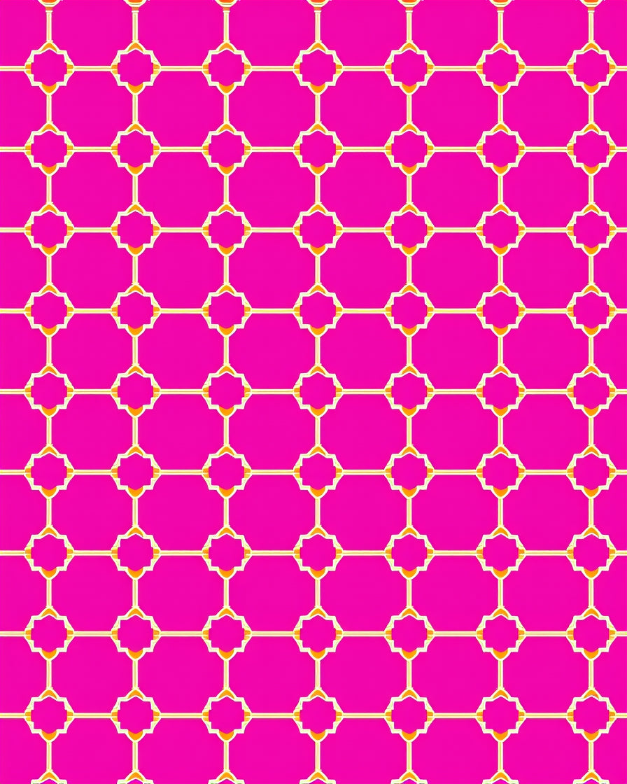 Bright Hot Pink Geometric Lattice Design Rug