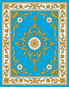 Elaborate Golden Floral Medallion Rug