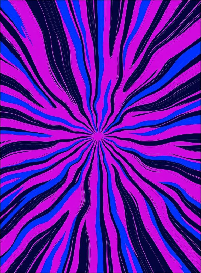 Radiating Abstract Pink Blue Stripes Rug