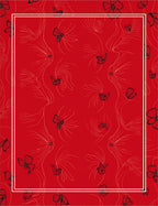 Vibrant Red Floral Butterfly Pattern Design Rug