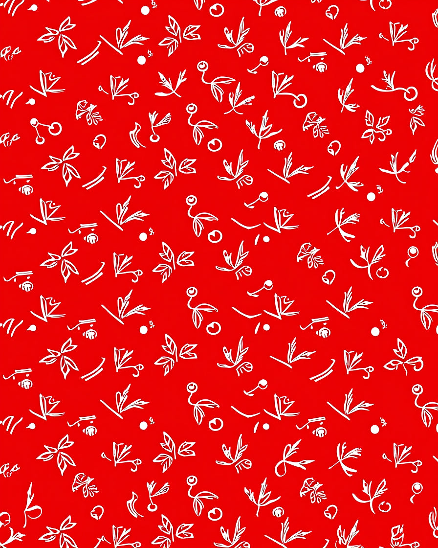 Red White Foliage Pattern Rug