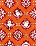 Orange Snowman Snowflake Pattern Rug