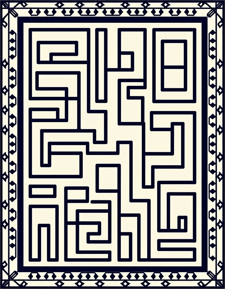 Navy Geometric Labyrinth Rug