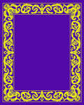Ornate Yellow Floral Scroll Border Design Rug
