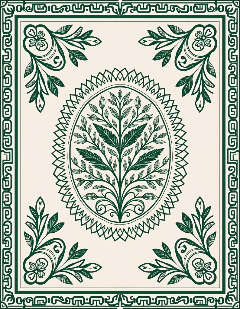Elegant Tree of Life Floral Pattern Rug