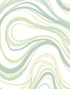 Soft Green Abstract Wavy Stripes Rug
