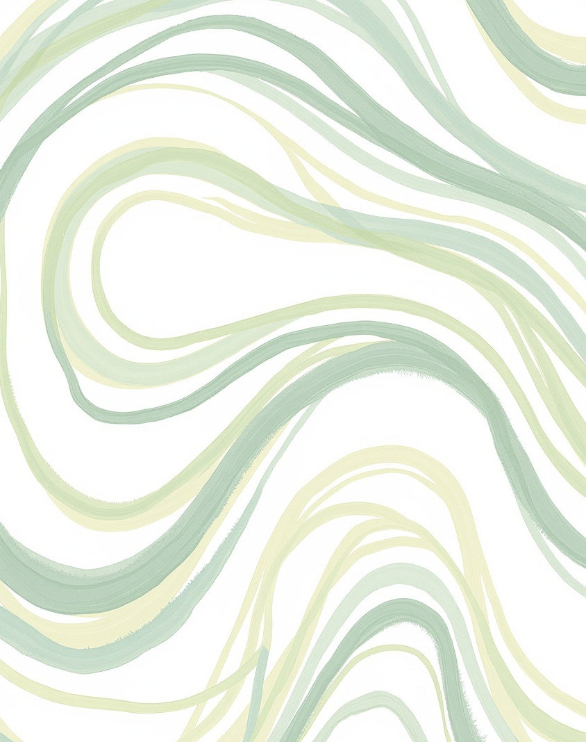 Soft Green Abstract Wavy Stripes Rug