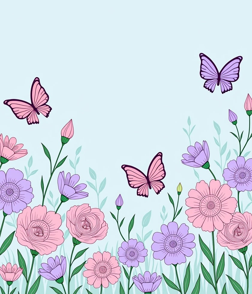 Pastel Butterflies Blossom Garden Design Rug