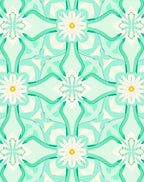 Teal Floral Abstract Pattern Rug