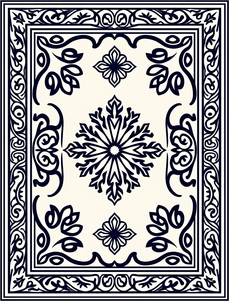 Ornate Floral Scrollwork Pattern Rug