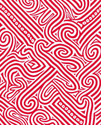 Bold Red Swirls Lines Pattern Rug