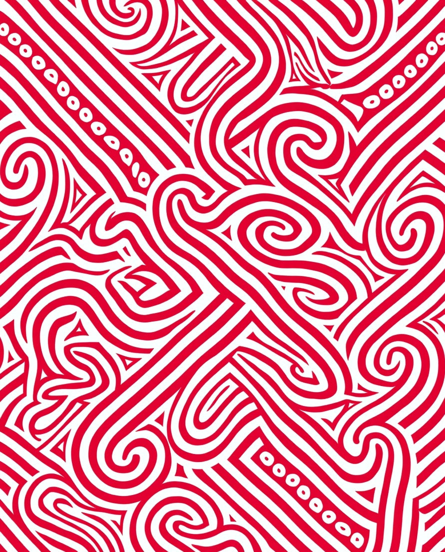 Bold Red Swirls Lines Pattern Rug