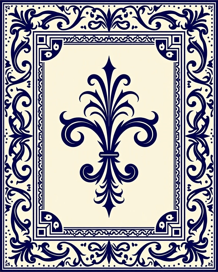 Ornate Fleur-de-lis Classic Pattern Rug