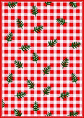 Red White Gingham Leaf Pattern Rug