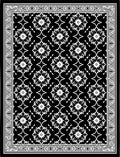 Striking Black White Floral Medallion Border Rug