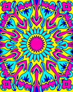 Vibrant Neon Psychedelic Mandala Rug