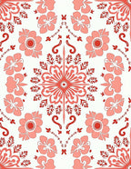 Floral Mandala Tile Pattern Rug