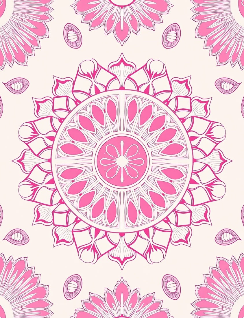 Pink Mandala Flower Pattern Rug