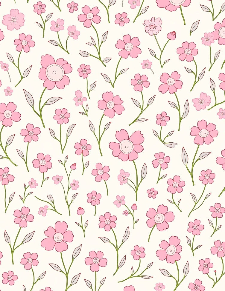 Delicate Pink Floral Pattern Rug