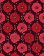 Red Floral Patterned Vintage Design Rug