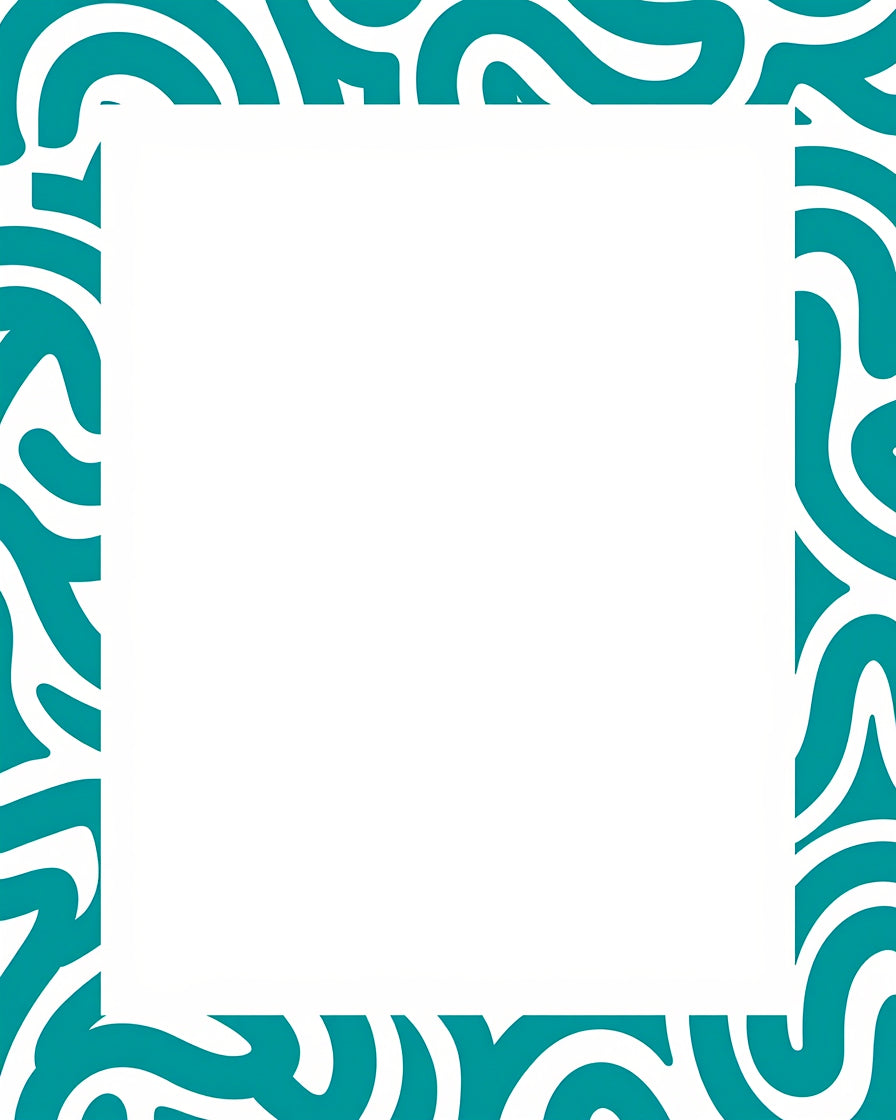 Teal Swirl Border Abstract Pattern Rug