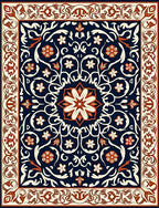 Ornate Midnight Floral Medallion Rug