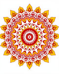 Radiant Red Yellow Mandala Pattern Rug