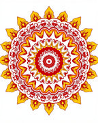 Radiant Red Yellow Mandala Pattern Rug