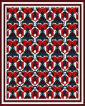 Geometric Red Blue Patterned Rug