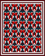 Geometric Red Blue Patterned Rug