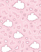 Pink Cloud Heart Whimsical Pattern Rug