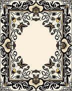 Ornate Butterfly Flower Frame Design Rug