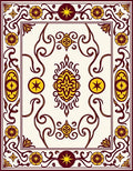 Ornate Scrollwork Star Medallion Pattern Rug