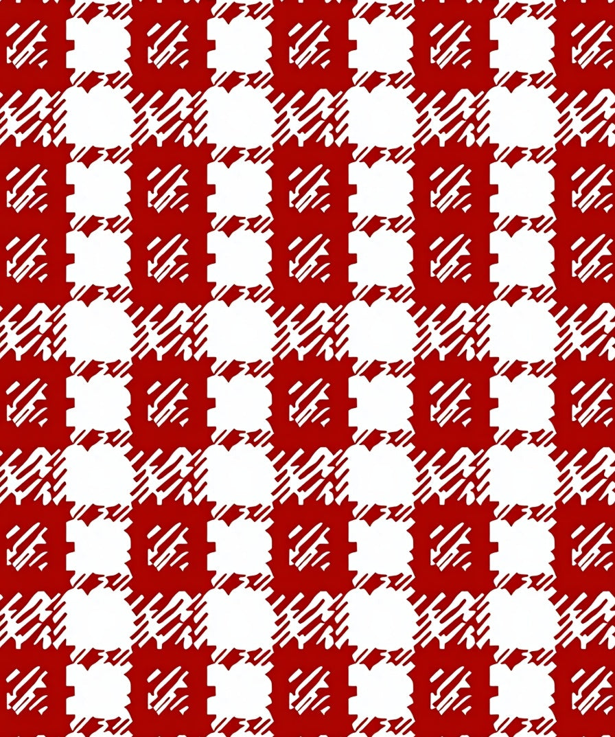Bold Red White Checkered Loom Pattern Rug