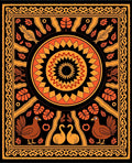 Folklore Animal Sunburst Pattern Rug