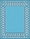 Classic Blue Leaf Pattern Border Rug