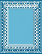 Classic Blue Leaf Pattern Border Rug