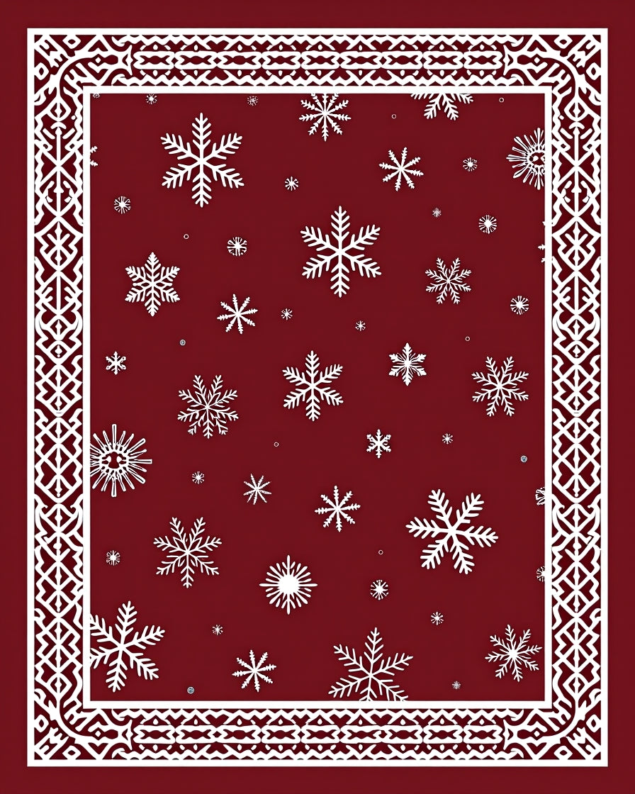 Snowflake Festive Border Design Rug