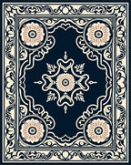 Ornate Floral Geometric Pattern Rug