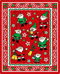Festive Garden Gnomes Red Christmas Rug