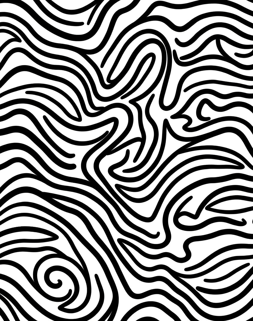 Abstract Swirls Black White Pattern Rug
