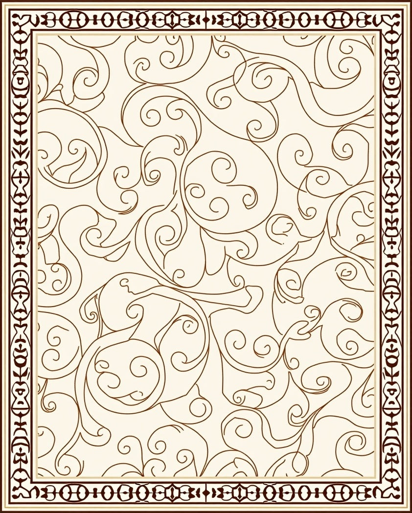 Curving Vine Border With Cream Background Rug
