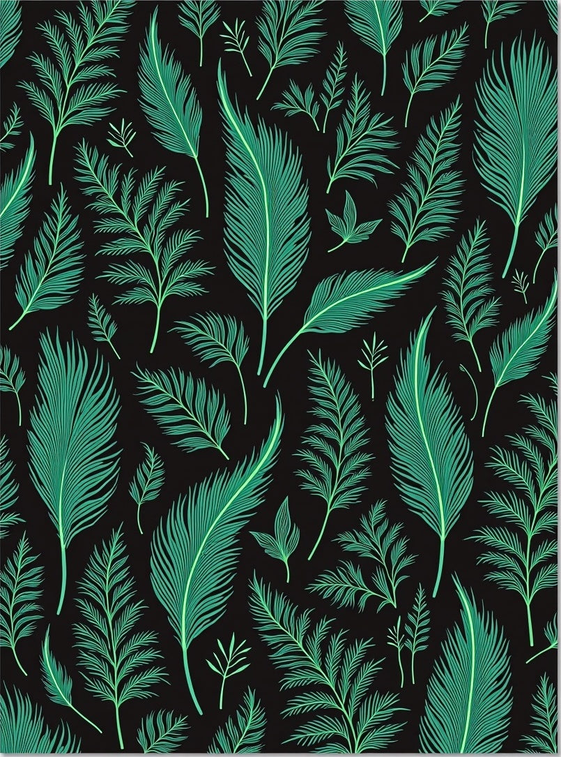 Emerald Green Feather Fern Pattern Rug