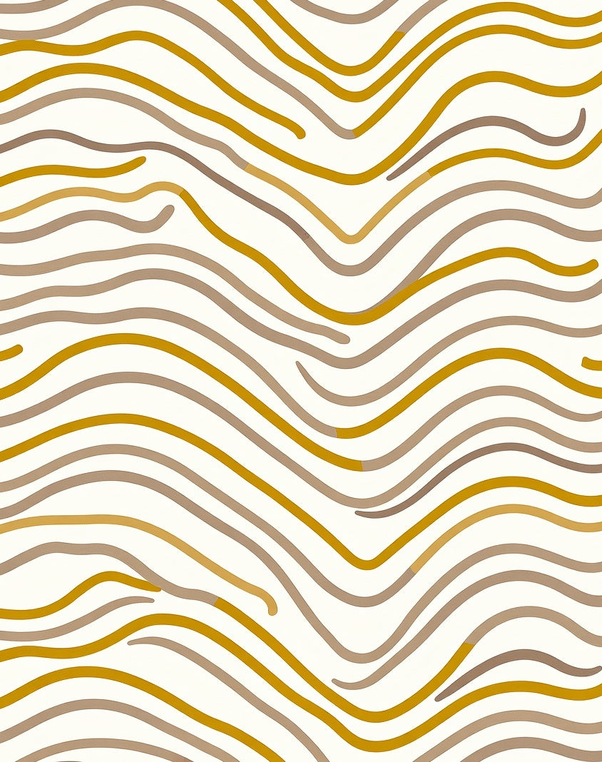 Warm Toned Wavy Stripe Pattern Rug