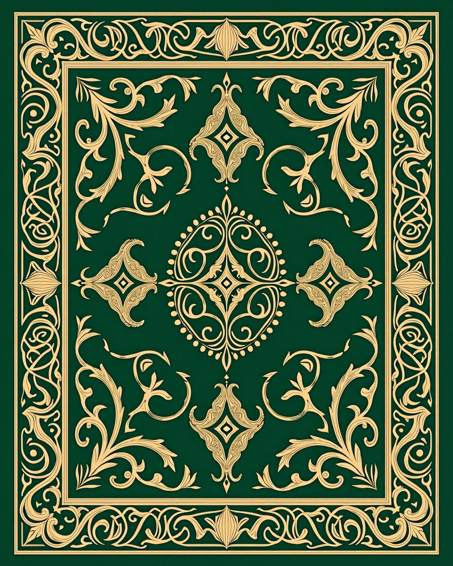 Emerald Green Golden Vine Manor Rug