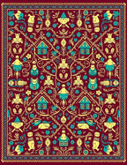 Whimsical Folk Art Village Pattern Rug