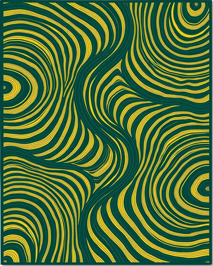 Bold Yellow Flowing Swirls Rug