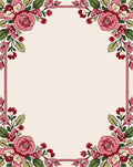 Pink Floral Botanical Square Rug