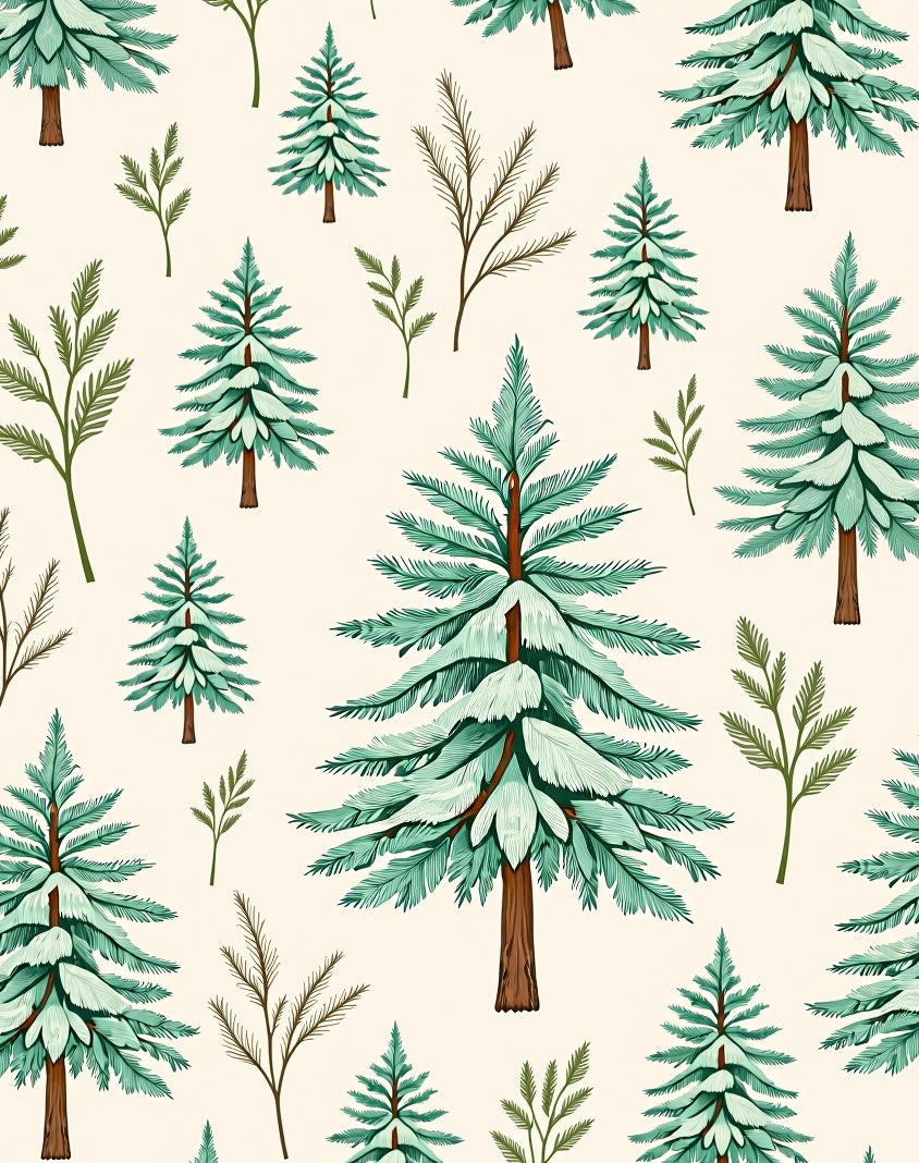 Snowy Evergreen Forest Tree Arrangement Rug