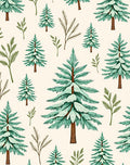 Snowy Evergreen Forest Tree Arrangement Rug